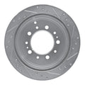 R1 98-07 Lexus LX470 Rear Left Drilled & Slotted Black Brake Rotor