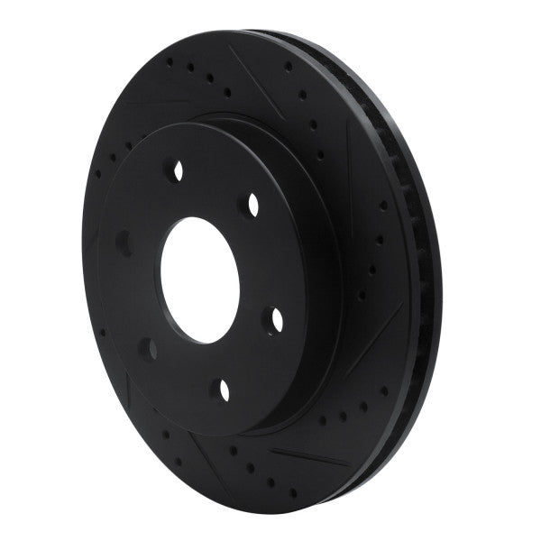 R1 2022-2025 Lexus LX600 Rear Right Drilled & Slotted Black Brake Rotor