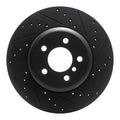 R1 10-19 BMW 535I GT xDrive Rear Right Drilled & Slotted Black Brake Rotor