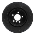 R1 10-19 BMW 535I GT xDrive Rear Right Drilled & Slotted Black Brake Rotor