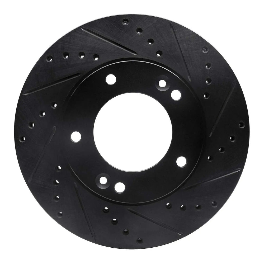 R1 2007-2009 Kia Sorento Front Right Drilled & Slotted Black Brake Rotor