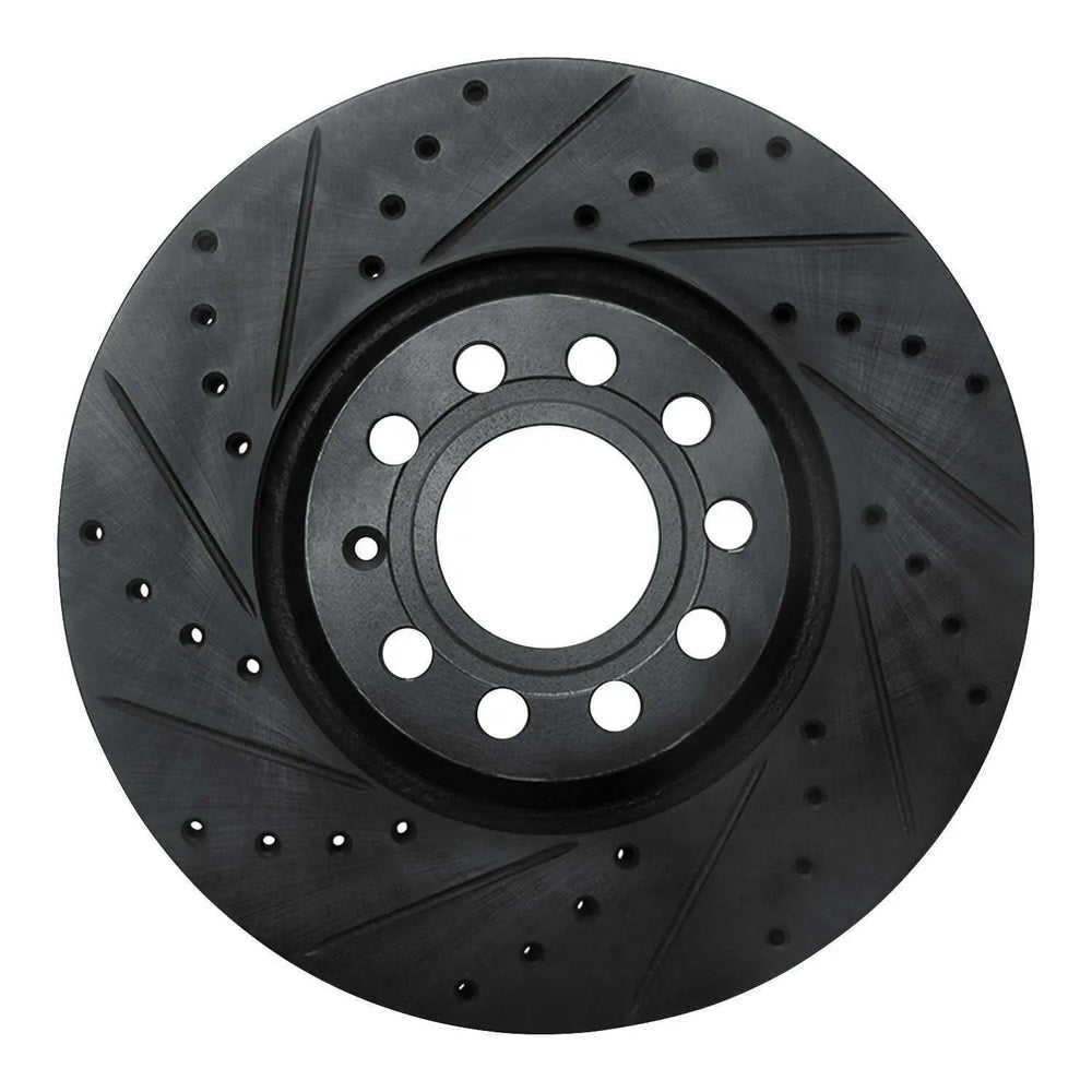 R1 97-06 Audi A6 (USA/Canada) Front Left Drilled & Slotted Black Brake Rotor