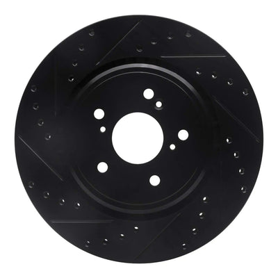 R1 14-20 Acura TLX Front Left Drilled & Slotted Black Brake Rotor
