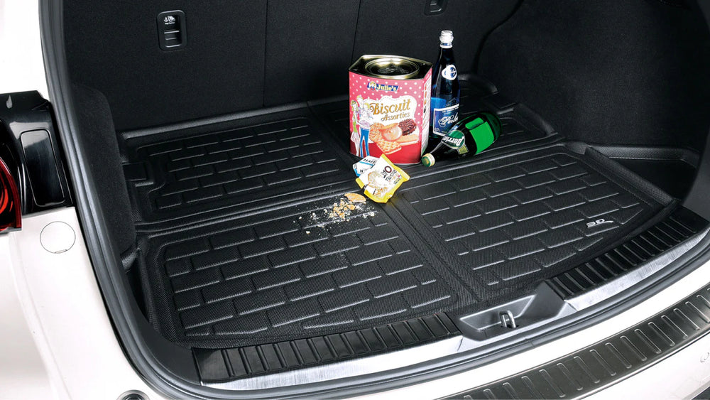 3D MAXpider TESLA MODEL Y 5-SEAT 2020-2021 KAGU BLACK SEATBACK PROTECTOR AND CARGO LINER SET (4PCS)