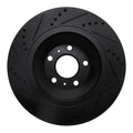 R1 04-18 Audi A8 Rear Right Drilled & Slotted Black Brake Rotor