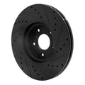 R1 03-23 Infiniti EX35 Front Left Drilled & Slotted Black Brake Rotor