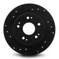 R1 20-25 Tesla Model Y Rear Left Drilled & Slotted Black Brake Rotor