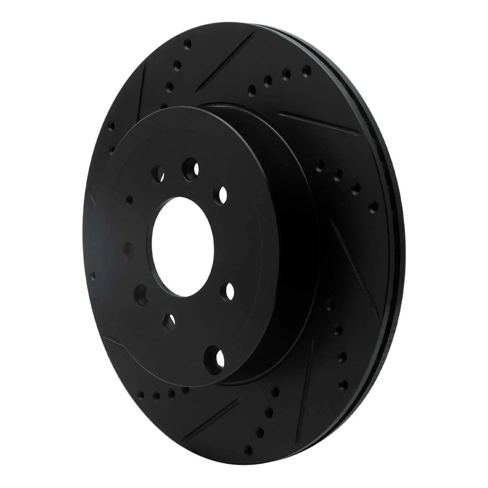 R1 07-15 Mazda CX-9 Rear Left Drilled & Slotted Black Brake Rotor