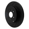 R1 07-15 Mazda CX-9 Rear Left Drilled & Slotted Black Brake Rotor
