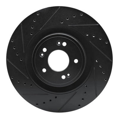 R1 08-12 Audi Q5 (Mexico) Front Left Drilled & Slotted Black Brake Rotor