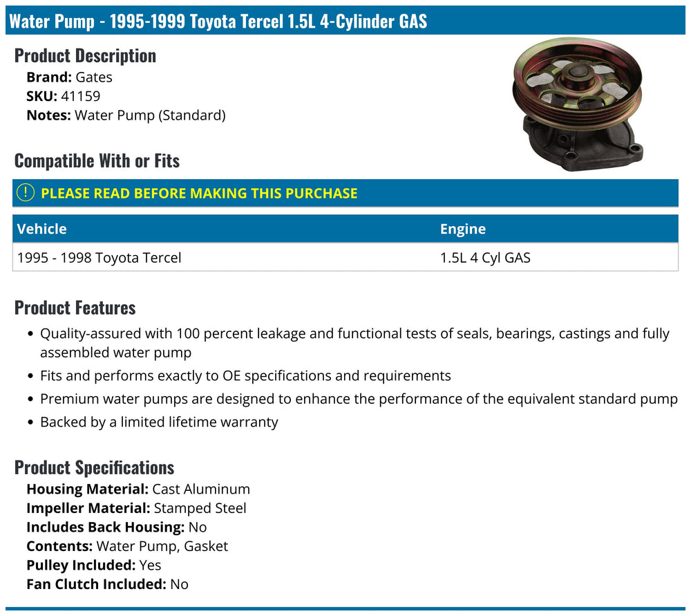 Gates Premium Engine Water Pump