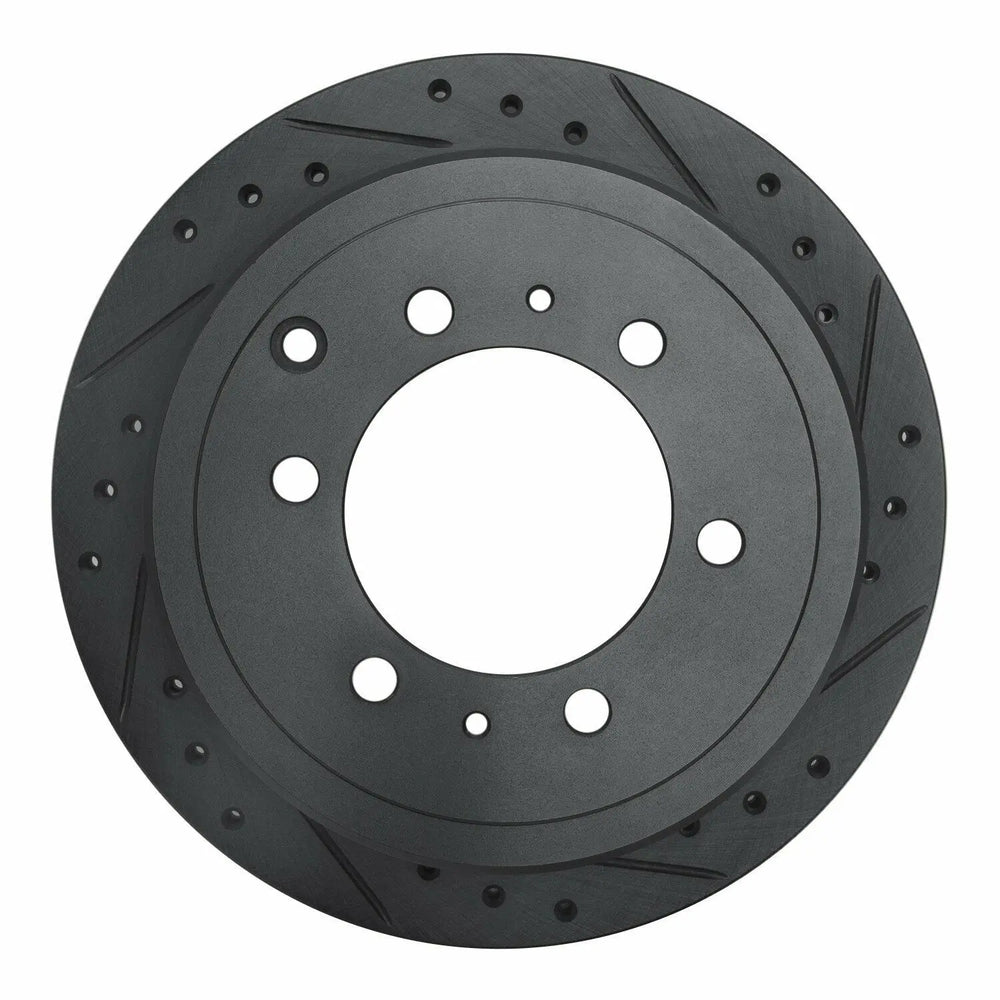 R1 93-97 Lexus LX450 Rear Right Drilled & Slotted Black Brake Rotor