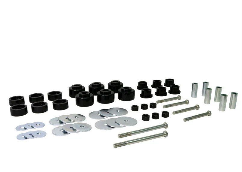 Body mount - bushing 24 Bushings 6 Tubes 6 Bolts 18 Washers Grease