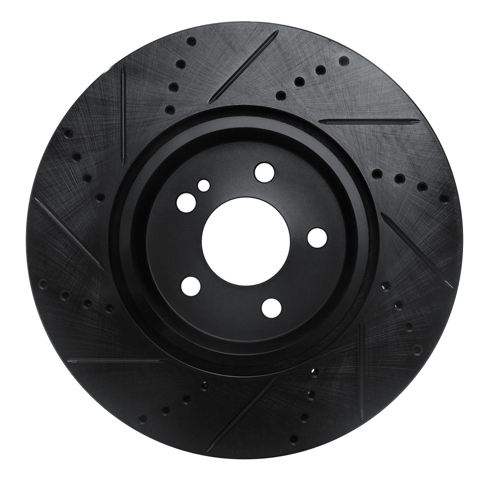 R1 16-23 Mercedes-Benz GLC350e Rear Right Drilled & Slotted Black Brake Rotor
