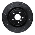 R1 16-24 Jaguar XF Rear Left Drilled & Slotted Black Brake Rotor
