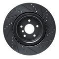 R1 16-24 Jaguar XF Rear Left Drilled & Slotted Black Brake Rotor