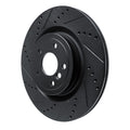 R1 16-24 Jaguar XF Rear Left Drilled & Slotted Black Brake Rotor
