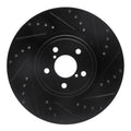 R1 05-18 Subaru Forester Front Right Drilled & Slotted Black Brake Rotor