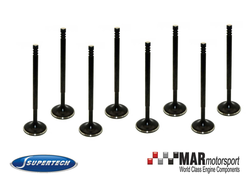 Supertech Mini Cooper S R53 1.6L Black Nitrided Flat Head Exhaust Valve - Set of 8