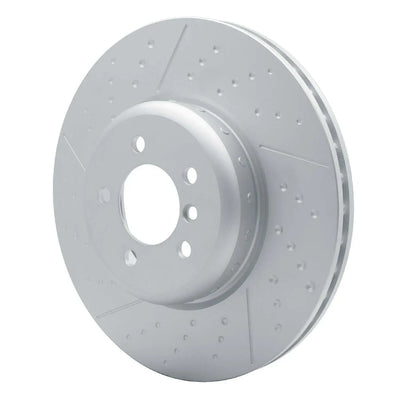 R1 Concepts Hi-Carbon Alloy GEOMET Coated Rotor - Dimpled and Slotted Fits BMW 335i