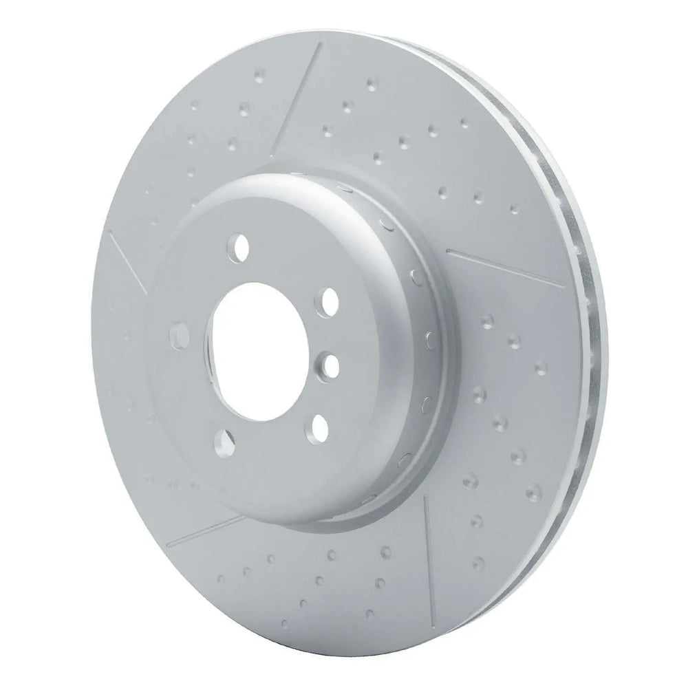 R1 Concepts Hi-Carbon Alloy GEOMET Coated Rotor - Dimpled and Slotted Fits BMW 335i