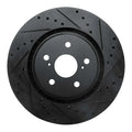R1 16-22 Lexus RX350 Rear Left Drilled & Slotted Black Brake Rotor