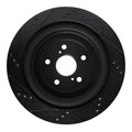 R1 16-22 Lexus RX350 Rear Right Drilled & Slotted Black Brake Rotor