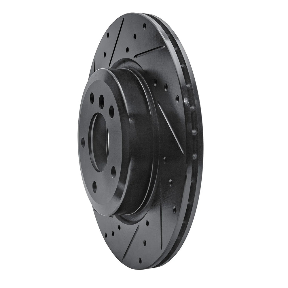 R1 11-16 BMW Z4 Rear Left Drilled & Slotted Black Brake Rotor