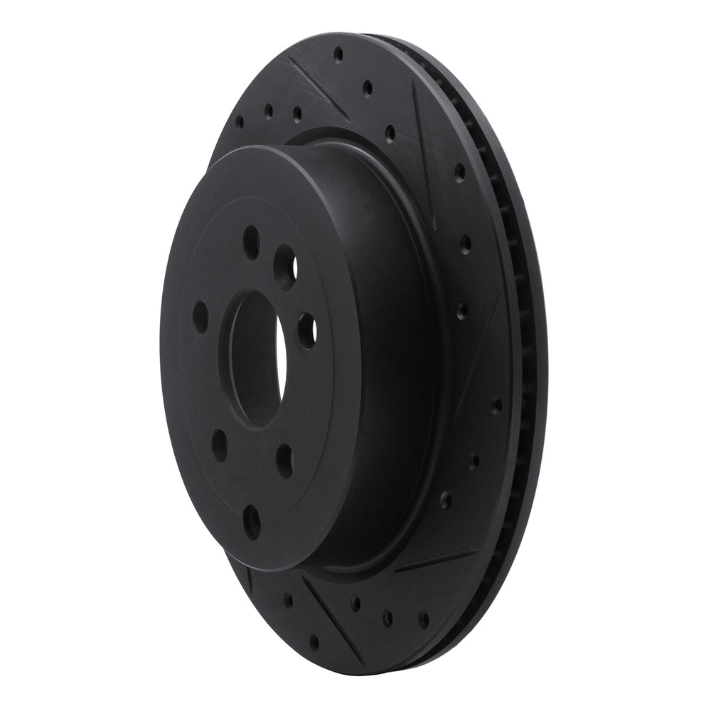 R1 08-12 Land Rover LR2 Rear Right Drilled & Slotted Black Brake Rotor