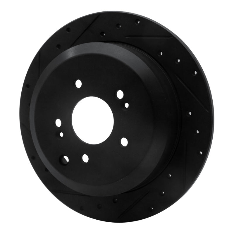 R1 07-12 Hyundai Veracruz Rear Left Drilled & Slotted Black Brake Rotor