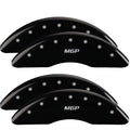 SET OF 4 CALIPER COVERS ENGRAVED FRONT/REAR MGP SILVER CHARACTERS BLACK POWDER