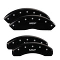 Set Of 4 Caliper Covers Engraved Front And Rear MGP Black Finish Silver Characters 2015-2017 Ford Transit-150 MGP Caliper Covers