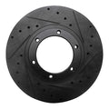 R1 05-18 Mitsubishi Fuso Front Right Drilled & Slotted Black Brake Rotor