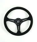 NRG Reinforced Micro Suede Racing Steering Wheel 350mm / 2.5in Deep / 4mm Matte Black Spoke