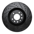 R1 08-11 Saab 9-3 Front Right Drilled & Slotted Black Brake Rotor