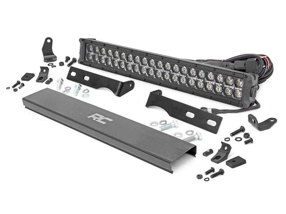 1x 70920BDA 1x 70772 LED Light Bumper Mount 20 Black Dual Row Amber DRL Jeep Grand Cherokee WK2 (11-20)