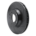 R1 03-15 Audi Q7 Left Front Drilled & Slotted Black Brake Rotor