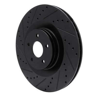 R1 16-18 Ford Focus Front Left Drilled & Slotted Black Brake Rotor