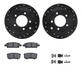 R1 Concepts Black Drilled Slotted Rotors with 5000 Oep Brake Pads Hdw Fits Chrysler 200
