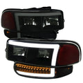YUKON DENALI HEADLIGHT AND LED BUMER LIGHT MATTE BLACK HOUSING AND SMOKED LENS WITH LED BAR