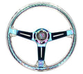 Reinforced Steering Wheel - Matsuri 350mm 2 Deep Dish Clear Acrylic Steering Wheel and NeoChrome spoke finish with slits.
