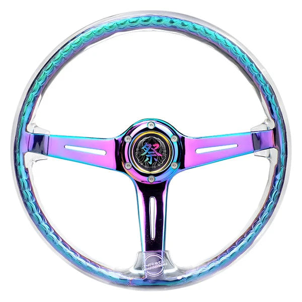Reinforced Steering Wheel - Matsuri 350mm 2 Deep Dish Clear Acrylic Steering Wheel and NeoChrome spoke finish with slits.