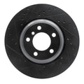 R1 02-08 BMW 745LI Front Left Drilled & Slotted Black Brake Rotor