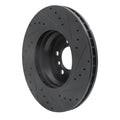 R1 02-08 BMW 745LI Front Left Drilled & Slotted Black Brake Rotor