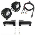 ~(5 lbs. 14X9X8)~ 2007-2017 JEEP WRANGLER JK : Tail Light Top LED Pod Mount KIT- with Two 3 IN Cube Led Work Lights - Includes Universal Wiring Harness - for illumination of Rear or Sides of your JEEP