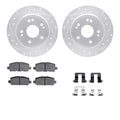 R1 Concepts Silver Drilled Slotted Rotors with 5000 Oep Brake Pads Hdw Fits Honda HR-V