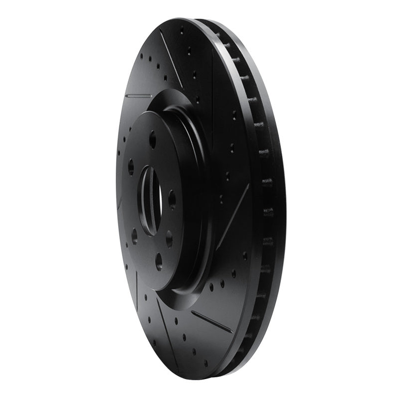 R1 08-17 Cadillac CTS Front Right Drilled & Slotted Black Brake Rotor