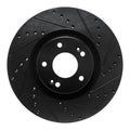 R1 2021-2025 Hyundai Santa Cruz Front Right Drilled & Slotted Black Brake Rotor