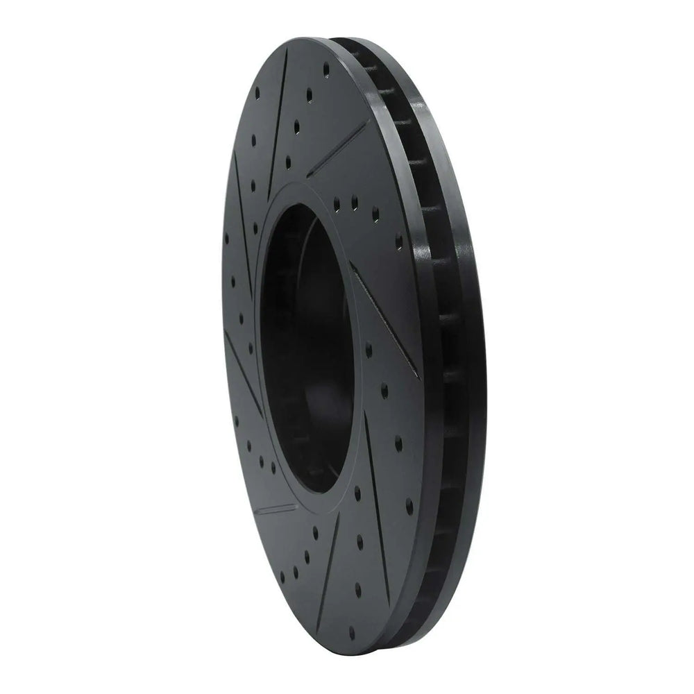 R1 07-19 BMW X6 Front Right Drilled & Slotted Black Brake Rotor
