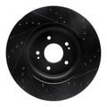 R1 18-23 Genesis G70 Front Left Drilled & Slotted Black Brake Rotor